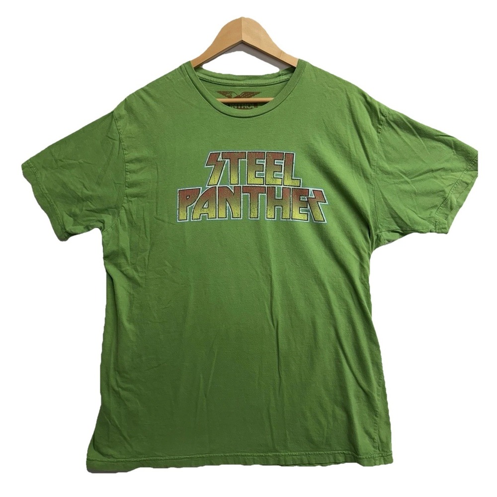 Steel Panther Band T-Shirt Men's Large Green Heavy Metal Graphic Concert Tee